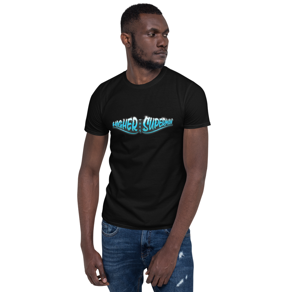 Higher Than Superman Tee | Blue logo