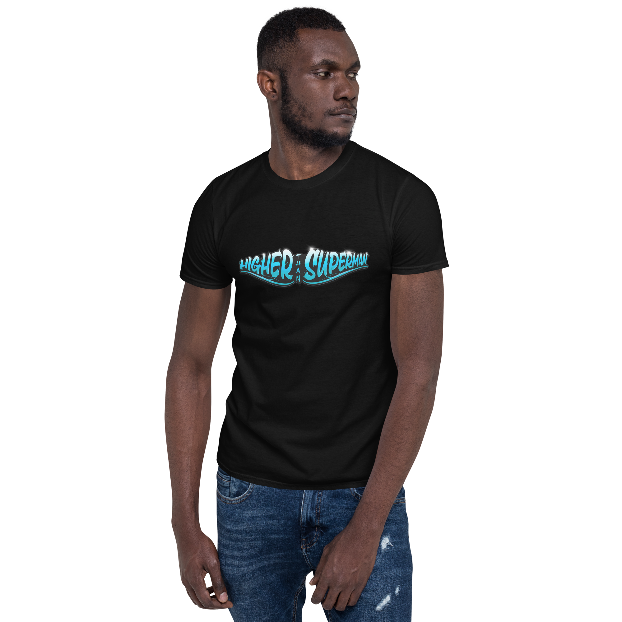 Higher Than Superman Tee | Blue logo