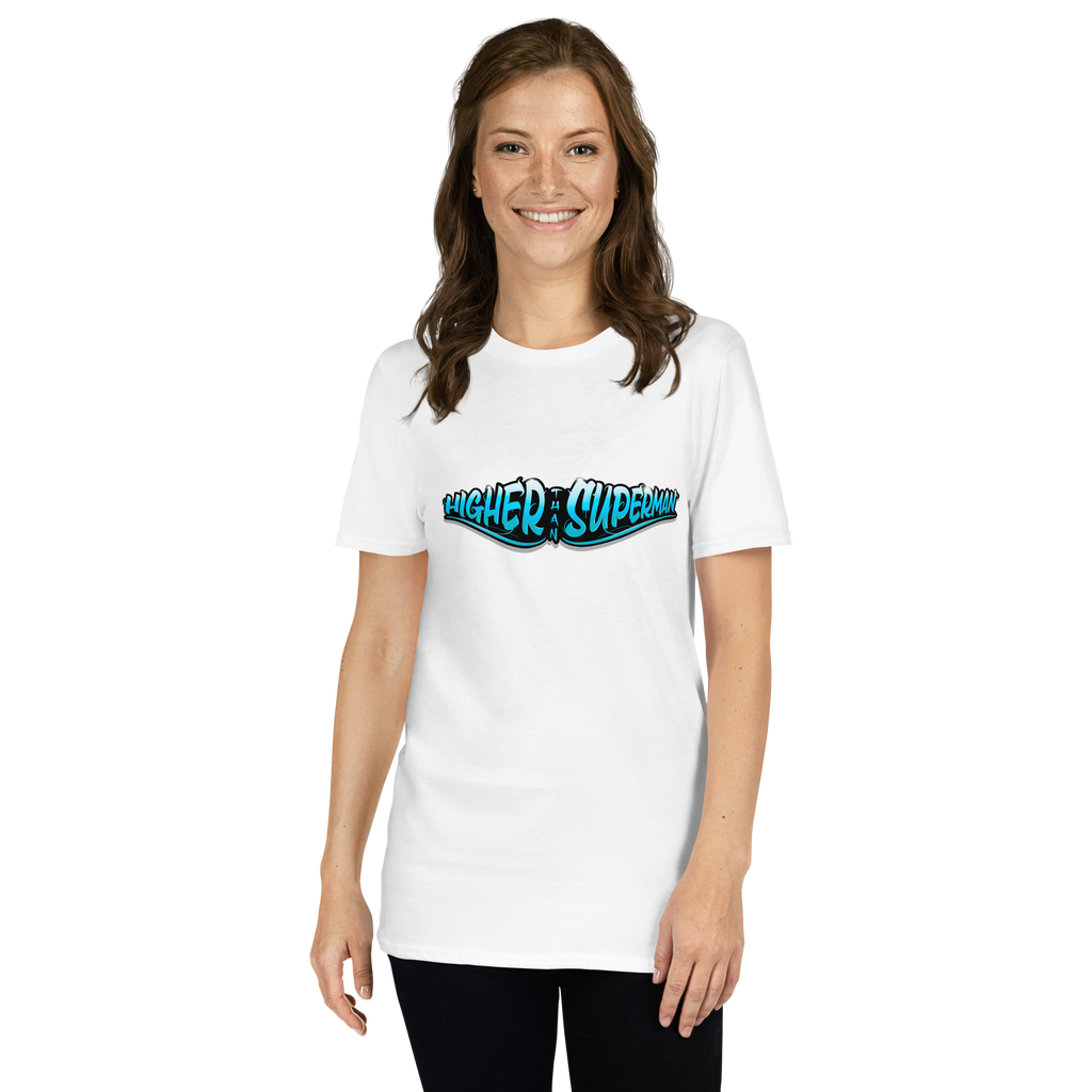 Higher Than Superman Tee | Blue logo
