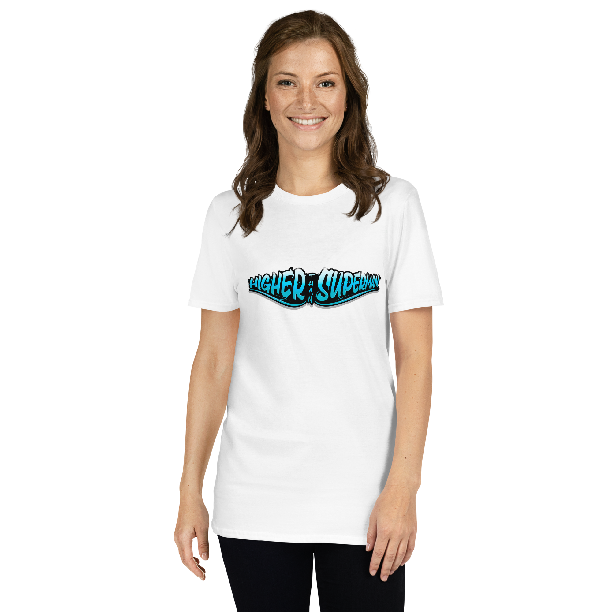 Higher Than Superman Tee | Blue logo